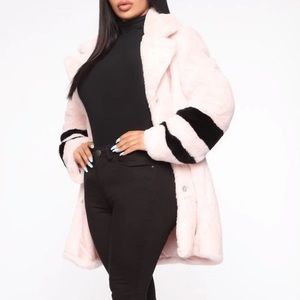 Stoosh Pink Faux Fur Coat